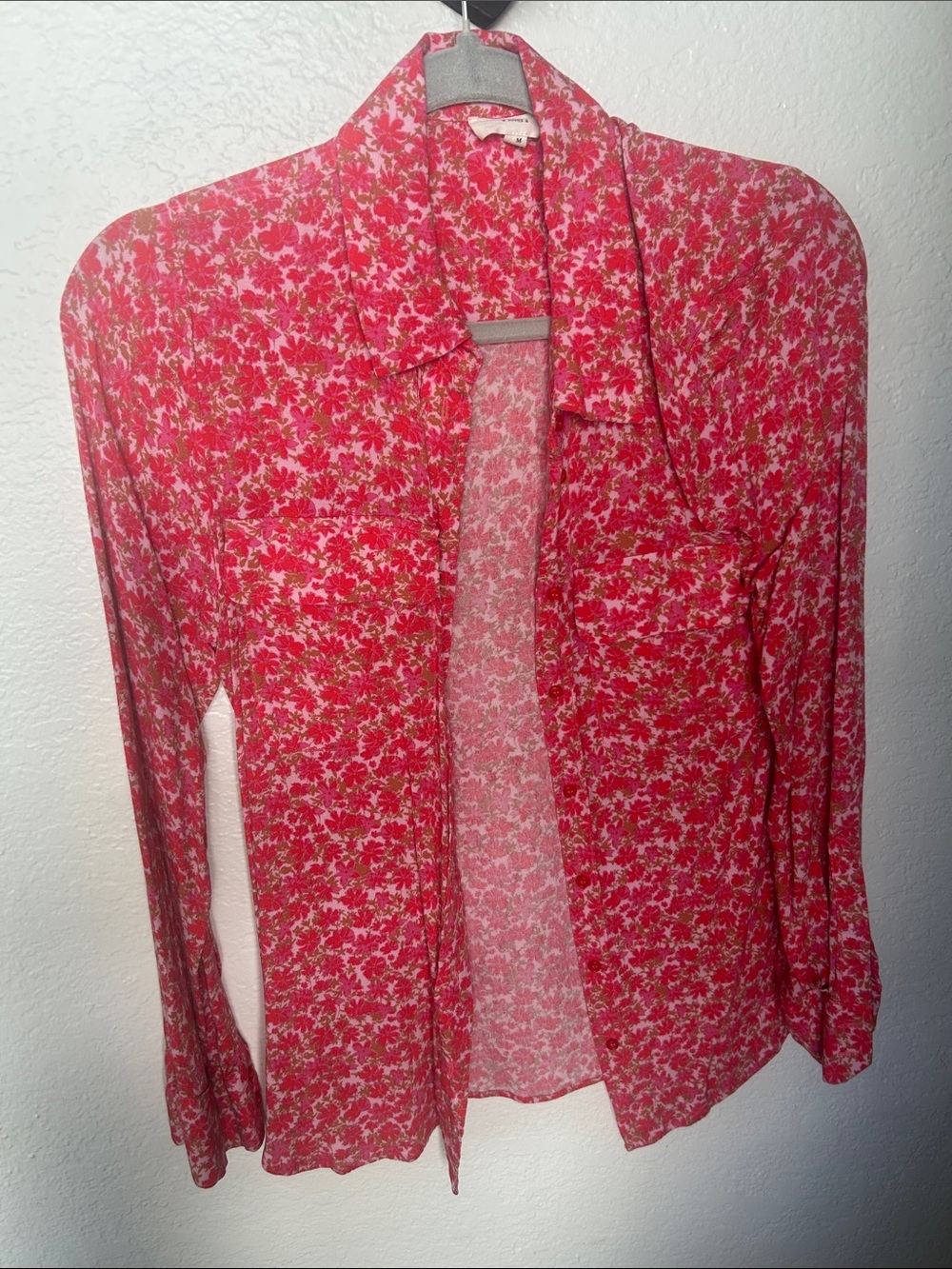 Women's Pink Floral Button-Up Blouse